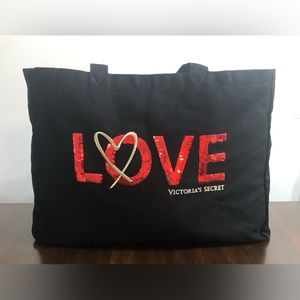 Victoria ’s Secret shoulder bag Love Heart graphic black.25”W X 26LX 16”H